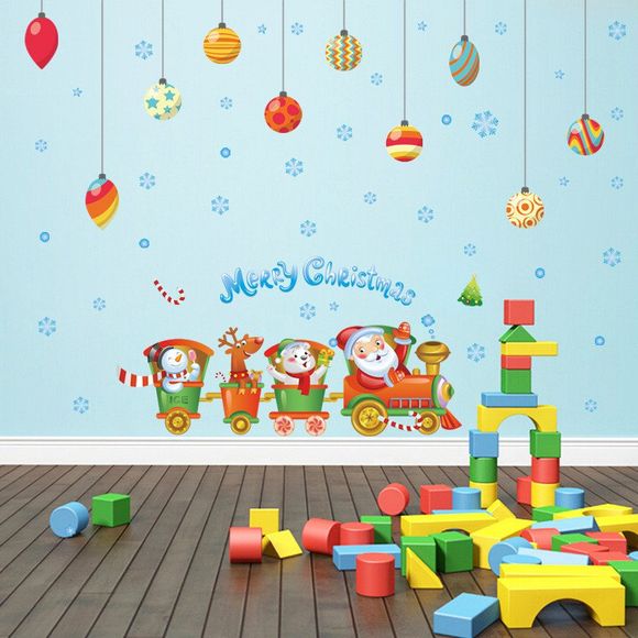 Creative Santa Claus Train Décoration de Noël Fenêtre Stickers muraux - coloré 