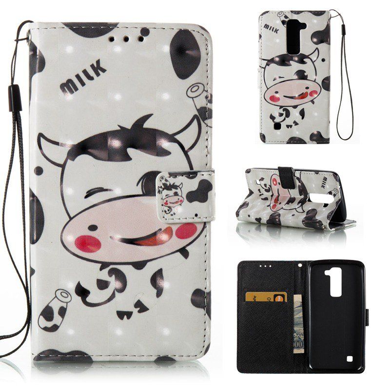 

3D Painted Pu Phone Case for Lg K8 / K7, White and black