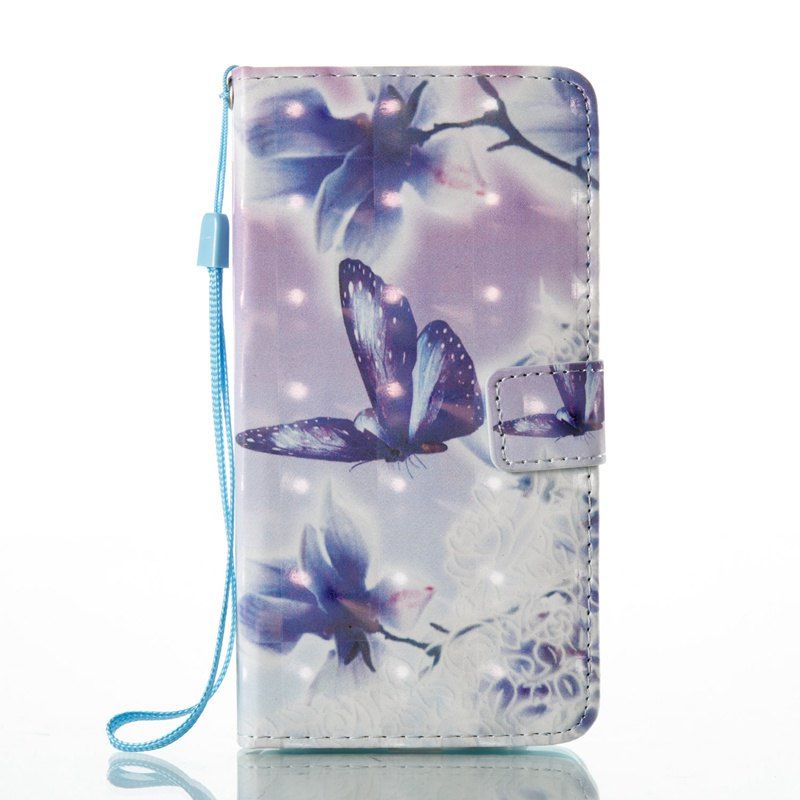 

3D Painted Pu Phone Case for Huawei P9 Lite, White + purple
