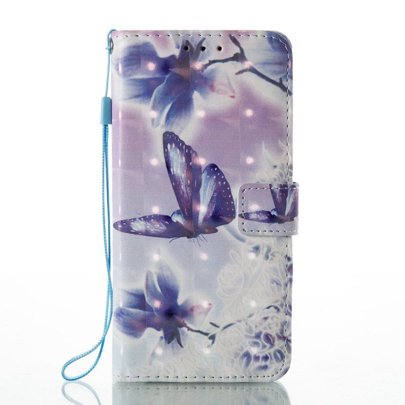 

3D Painted Pu Phone Case for Huawei P8 Lite 2017, White + purple
