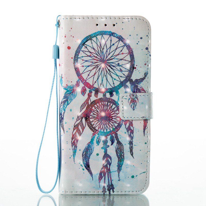 

3D Painted Pu Phone Case for Huawei P8 Lite 2017, White + blue