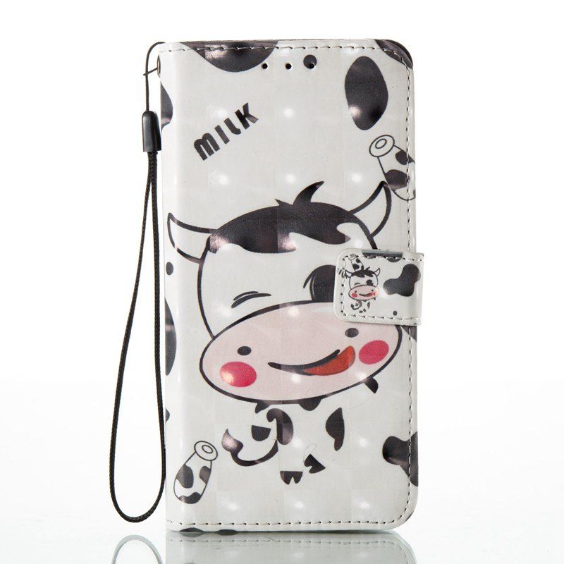 

3D Painted Pu Phone Case for Huawei P8 Lite 2017, White and black