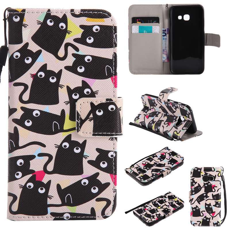 

Painted Pu Phone Case for Samsung Galaxy A3 2017, Black and orange