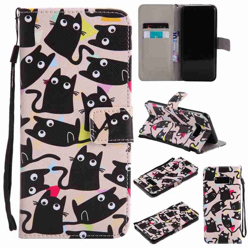 

Painted Pu Phone Case for Samsung Galaxy S8 Plus, Black and orange