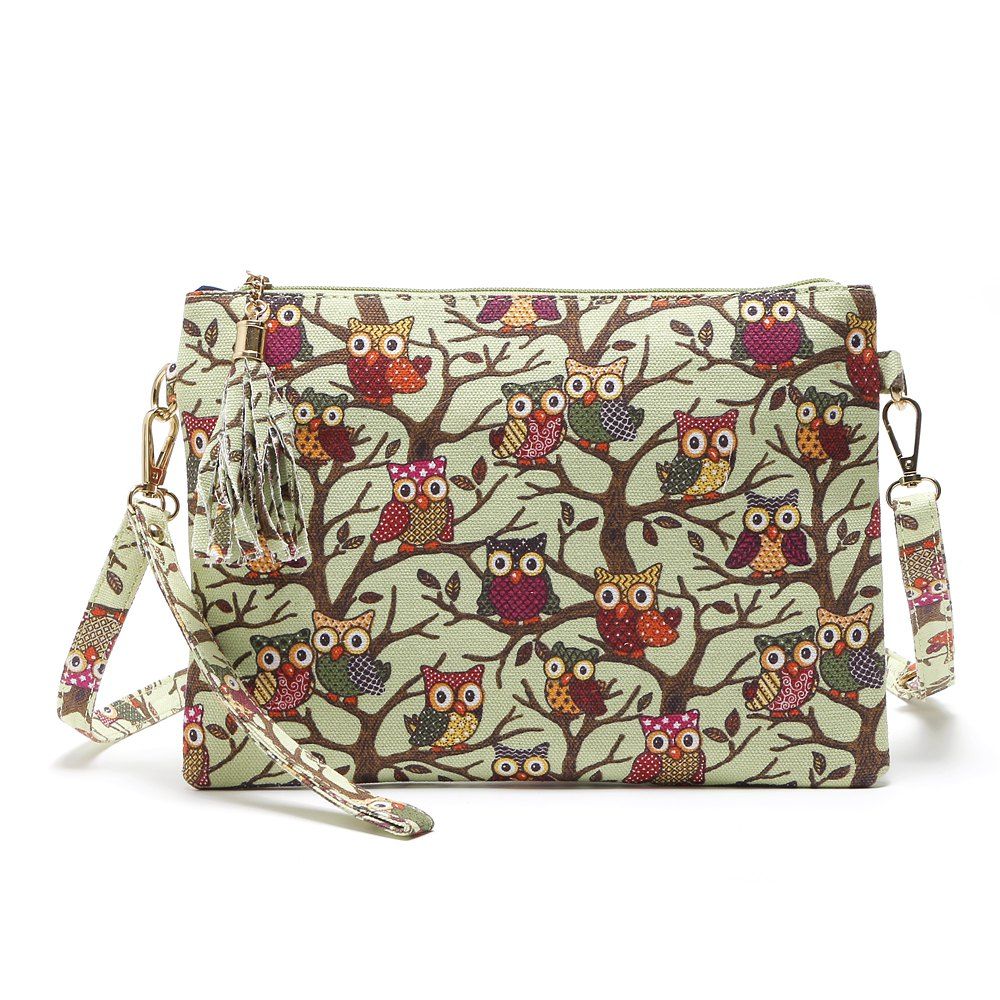 

Cartoon Owl Printed Small Crossbody Bag, Green