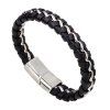 Bracelet tressé en cuir chaîne en acier inoxydable pour hommes - 2R2610 