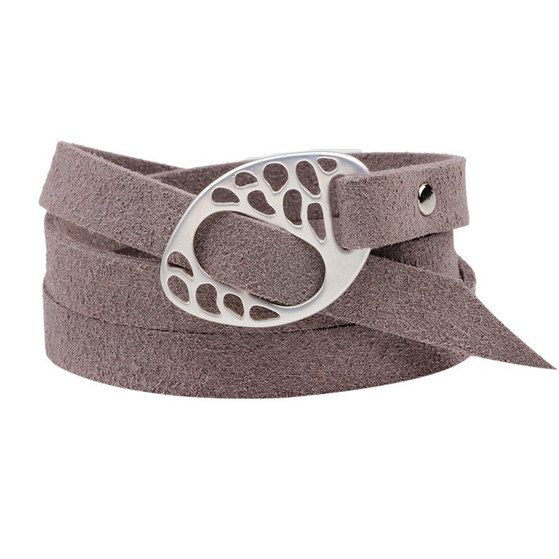 

Coil Winding Hollow Out Leather Belt Bracelet, Grey t4503/1001#
