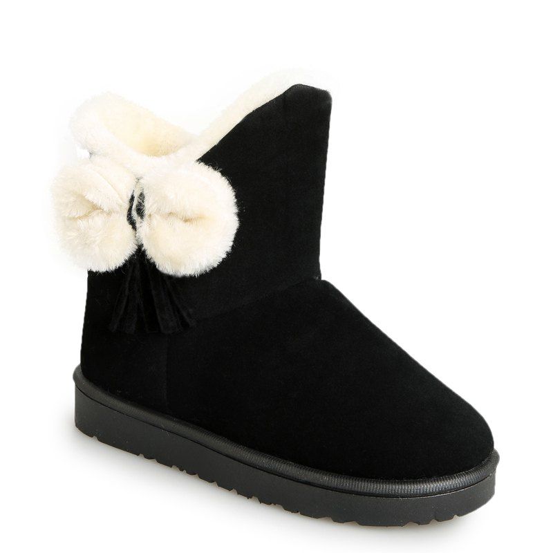 

Winter Short Female Short Sleeve Snow Boots Fashionable Suede Plus Anti Slip Boots, Black