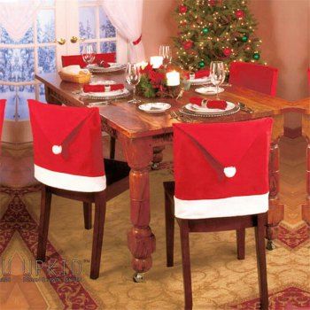 Christmas Decoration Red Hat Chair Cover