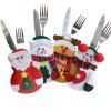 4 Pièces Porte Fourchette et Couteau en Forme d'Élan de Père Noël et de Bonhomme de Neige Décoration de Noël - multicolore 