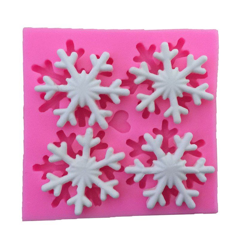 

AY - XP137 Christmas Snowflake Silicone Pattern Fondant Mold for Cake Decoration, Pink