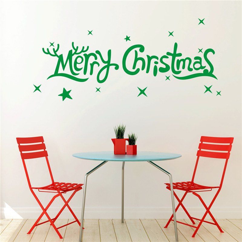 

Merry Christmas Removable Wall Stickers, Green