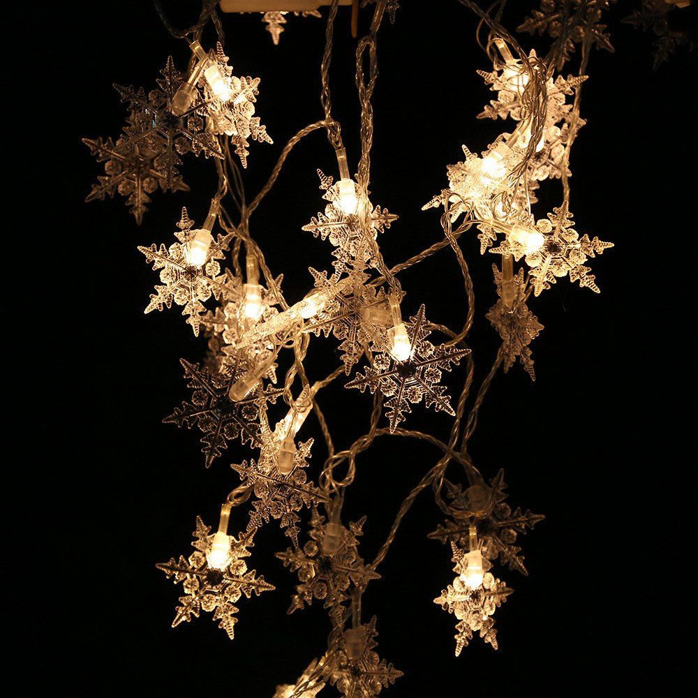 2017 5M 50-LED Snowflake EU Plug String Lights for Christmas Festival Wedding Party Home ...