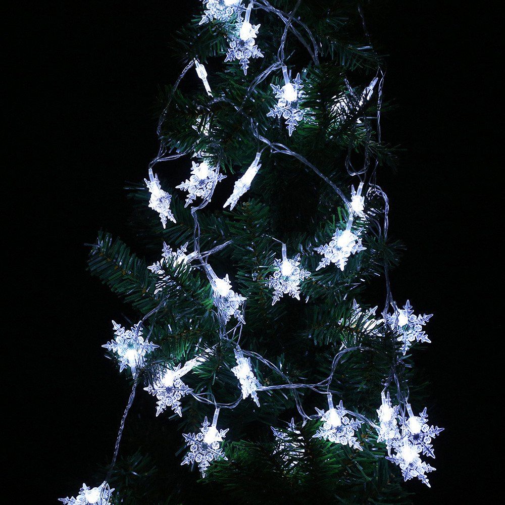 

5M 50-LED Snowflake EU Plug String Lights for Christmas Festival Wedding Party Home Decoration, White light