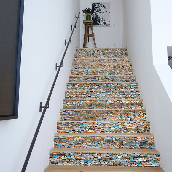 Autocollant d'escalier de Style de pierres colorées - COULEUR MELANGER 
