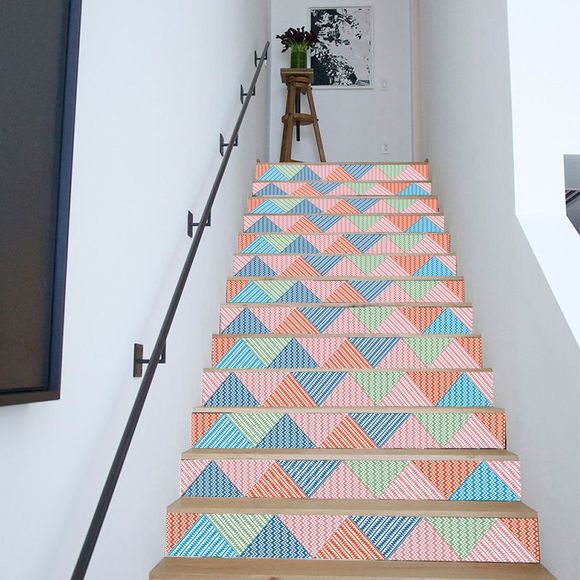 Triangles géométriques colorées Autocollants créatifs d'escalier - COULEUR MELANGER 