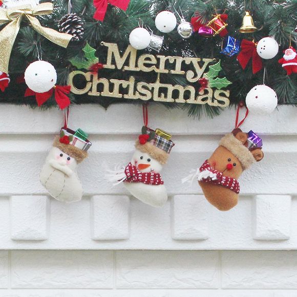 WS0079 Cadeau-sac de Noël Décoration de Chaussettes de Chevet Arbre Pendentif Grand Taille - Les vieillards 