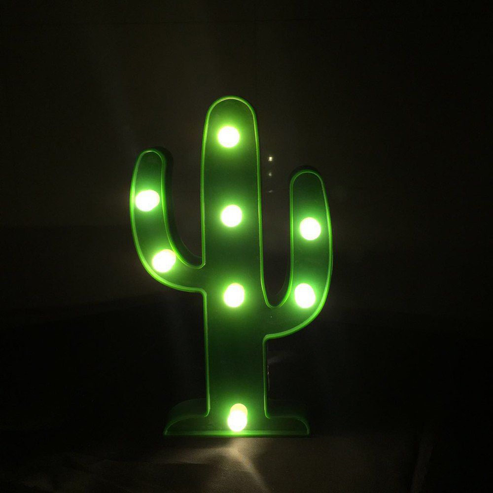 

BRELONG 3D Cactus Warm White Decoration Night Light for Kids Room Christmas Wedding 3V, Green