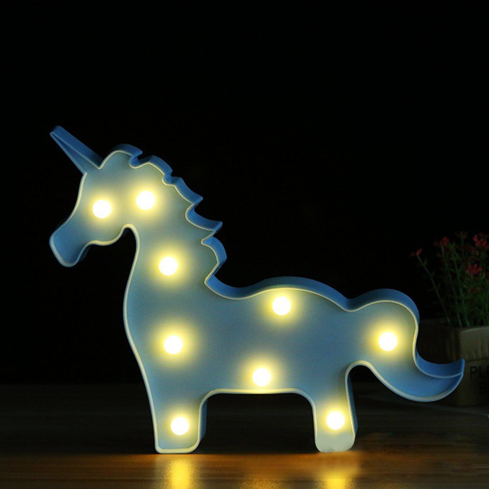 

BRELONG 3D Unicorn Warm White Decoration Night Light for Kids Room Christmas Wedding 3V, Blue