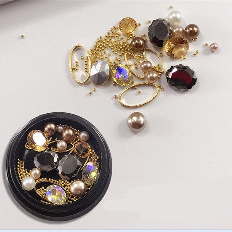 

1 Box Decorative Big Jewel Pearl Accessories Mixed Style Nail Art Decoration 80PCS, Colormix