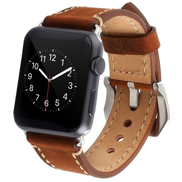 Bracelet de Remplacement en Cuir de Vachette Véritable pour iWatch
Apple Watch Séries 1 / 2 / 3 38MM - Moka 