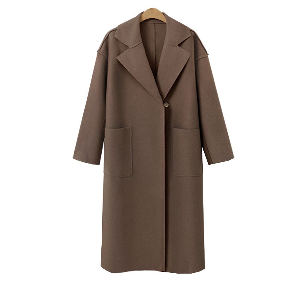 

Autumn and Winter Solid Cashmere Coat, Dark khaki