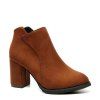 Automne et hiver nouvelles bottes courtes talons nus Zipper femmes - Brun 38
