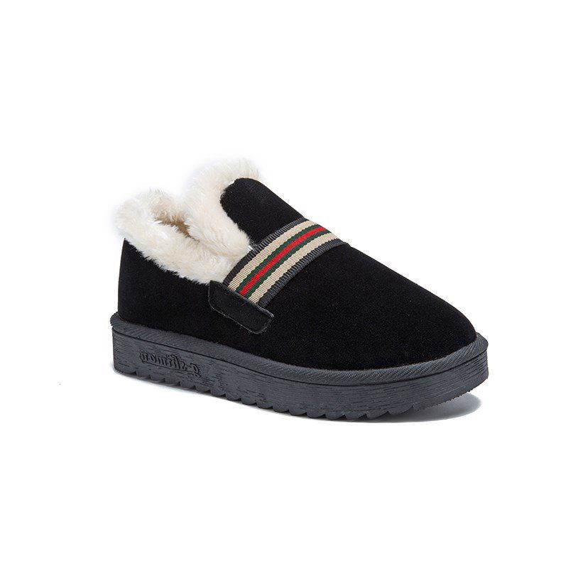 

ZLL-753 All-match Thick Soled Shoes with Velvet Snow Boots Warm Home Bread, Black