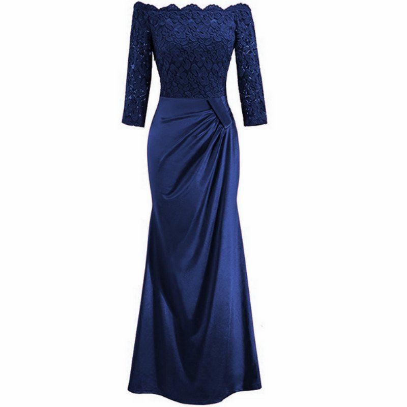 

Long Sleeve Dress lace Together Cultivate One's Morality, Bluebell