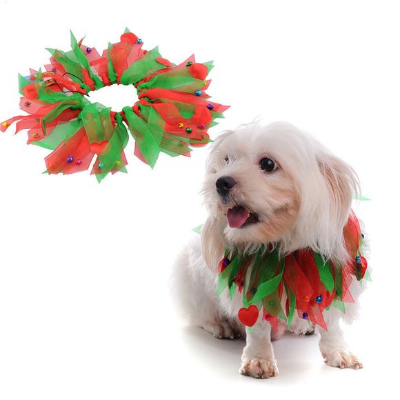 Collier de chien décoratif Noël Jingle Bells - Rouge et Vert S