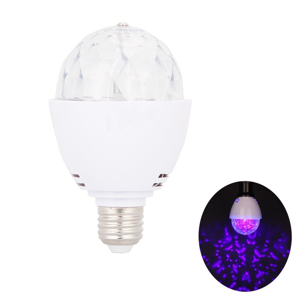 

LedTey E27 LED Blacklight Bulb Ultraviolet Rotating UV Stage Light, Snow white