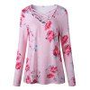 2017 nouveau mode à manches longues col rond Imprimer T-shirt - Rose XL