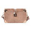 Sac à bandoulière en forme de boîte de décoration artificielle en fourrure pour femme - Kaki 
