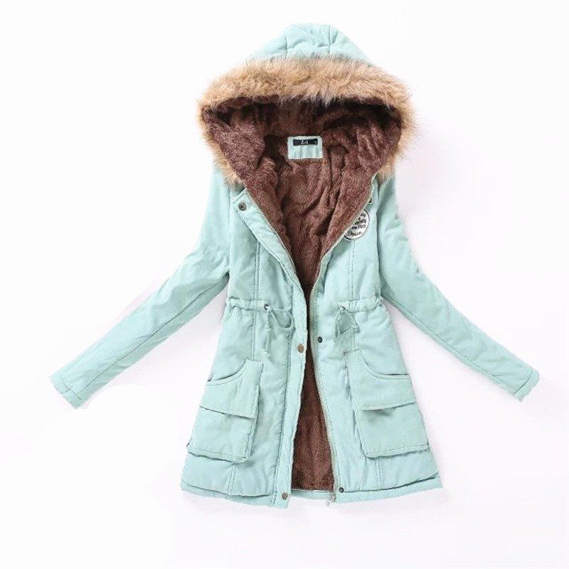 

New Ladies Long Cotton Garment with A Hat and Velvet, Light green