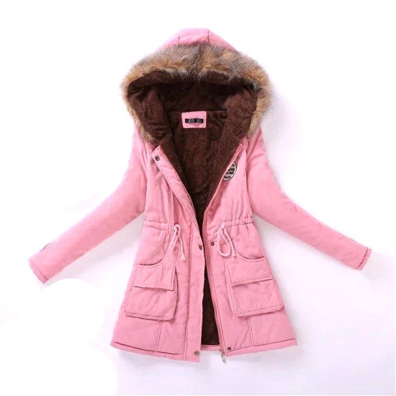 

New Ladies Long Cotton Garment with A Hat and Velvet, Pink