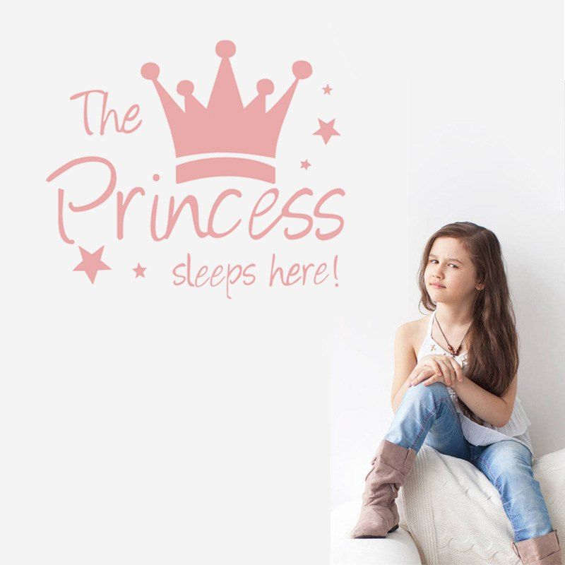 

DSU Princess Wall Sticker Sleeps Here Wall Art Decals Living Room Decorative Wallpaper, Pink