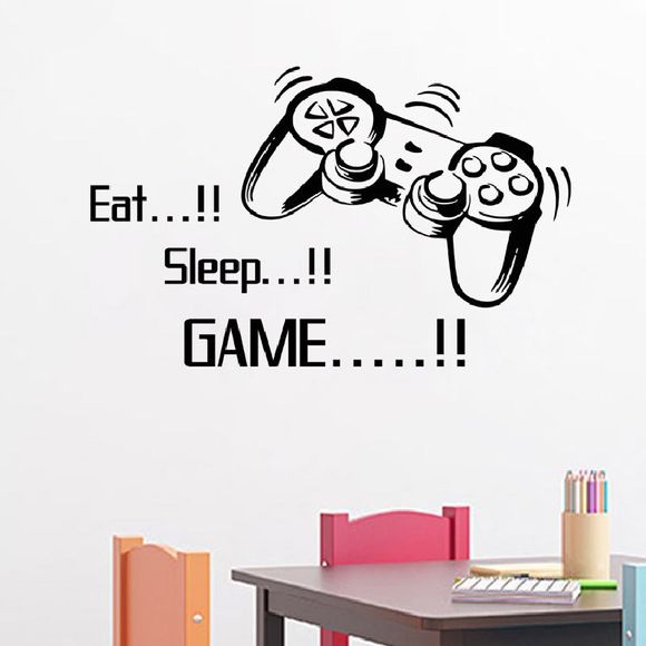Autocollant DSU Mural avec Inscription Eat Sleep Game - Noir 57X43CM