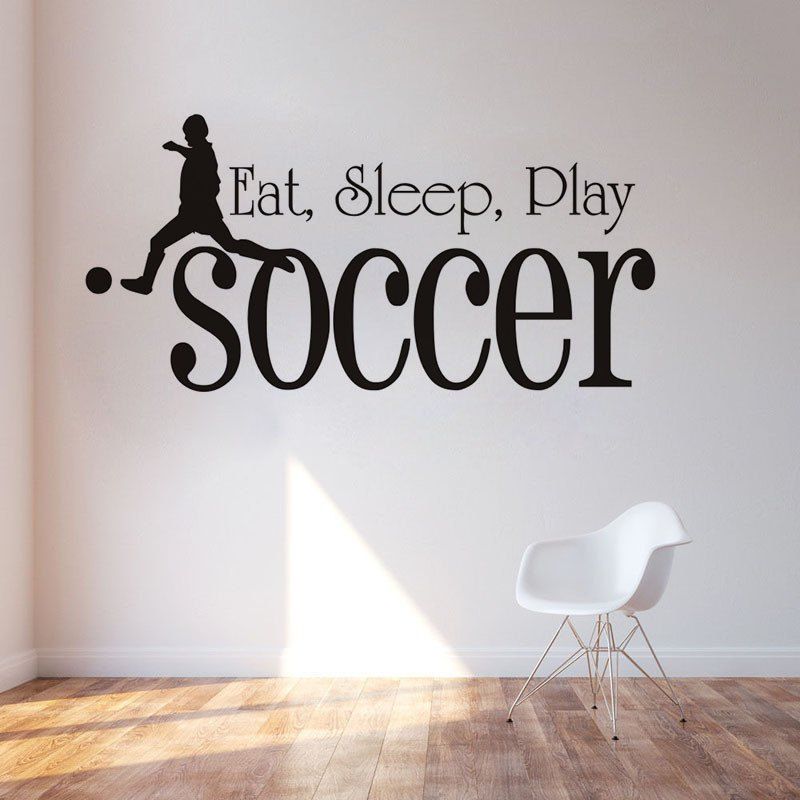 

DSU Eat Sleep Play Soccer For Kids Room Sport Black Waterproof Wallpaper Decal Boys Bedroom Home Decoration