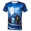 T-shirt imprimé numérique 3D - Bleu 3XL