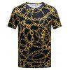 T-shirts à manches courtes imprimés à la chaîne en or pour hommes - Noir 3XL
