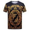T-shirt à manches courtes imprimé numérique Court de luxe pour hommes - Noir 2XL