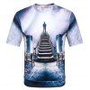 T-shirt à Motif 3D à Manches Courtes pour Homme - Bleu 2XL