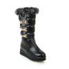 Bottes de genou des femmes de tous les allumettes mode populaire confortable chaussures de couleur unie - Noir 34