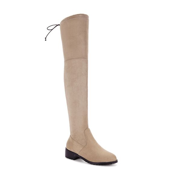 Nouvelle mode à talons bas confortables bottes extensibles féminins - Abricot 38