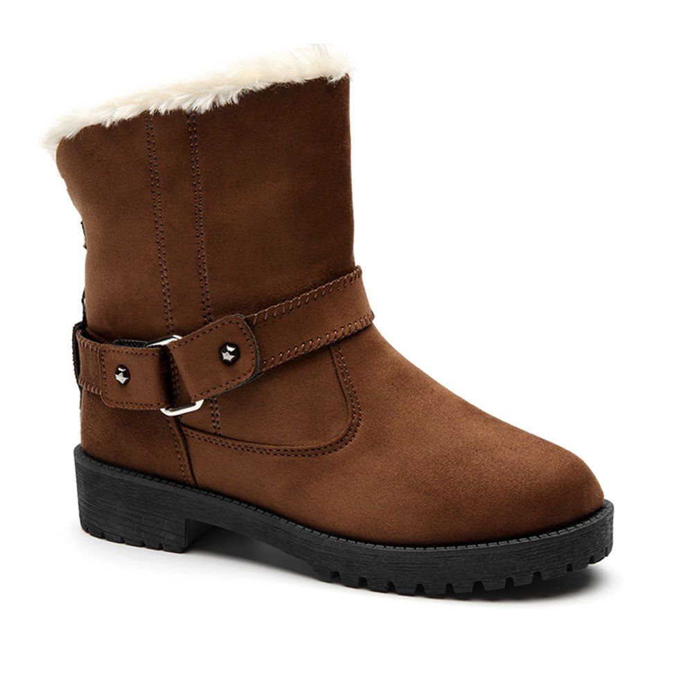 

Faux Fur Leisure Snow Ankle Boots, Brown