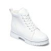 Bottes Chevilles en Similicuir Imperméables à Talons Bas épais - Blanc 38