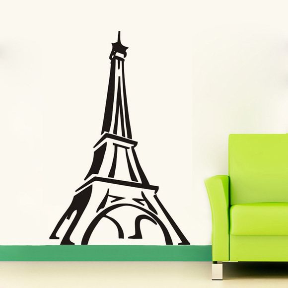 Autocollant Mural DSU Motif Tour Eiffel de Paris pour Salon Chambre Restaurant pur Décoration de l'Arrière du Canapé et TV - Noir 58X94CM
