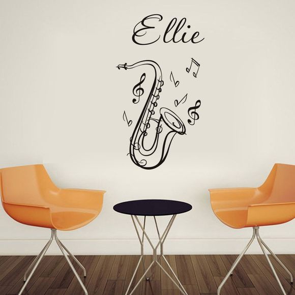 DSU Musique Classique Papier Peint Décoratif Saxophone Style Européen Creative Wall Sticker - Noir 45X80CM