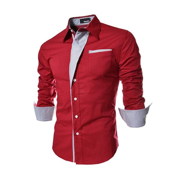 Chemise à manches longues pour hommes - Rouge XL