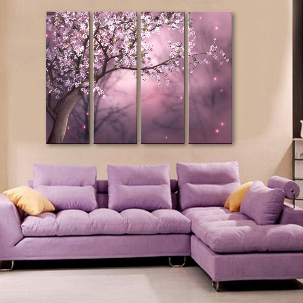 

Special Design Frameless Paintings The plum blossom in dream Pattern 4PCS, Purple